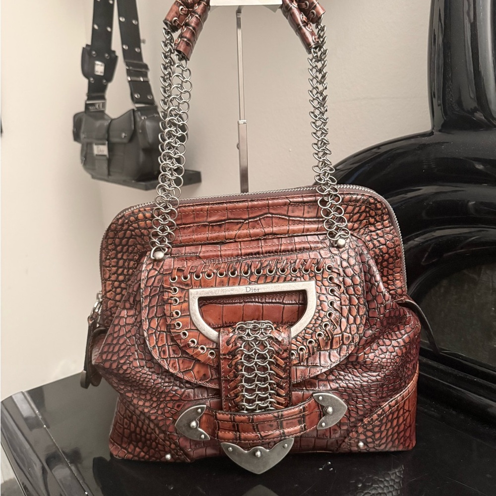 Dior Brown Crocodile Jeanne Shoulder Bag